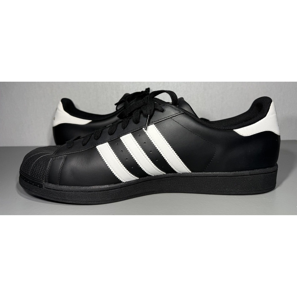 Adidas Superstar Shoes Mens Size 20 Black White Leather Shell Toe B27140 Classic - Picture 4 of 11